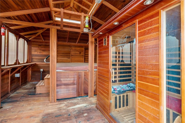 view of sauna / steam room featuring wood-type flooring