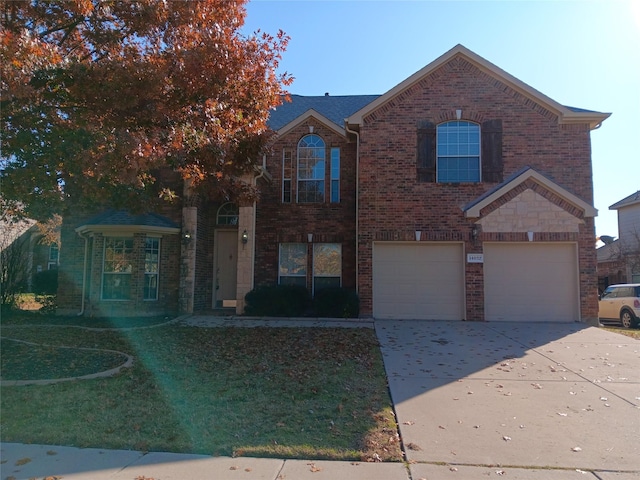 front facade with a garage