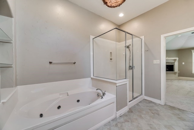 bathroom featuring plus walk in shower