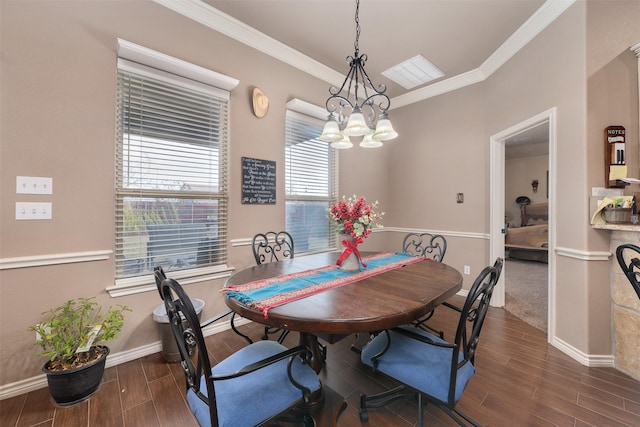 dining room featuring a chandelier and ornamental molding