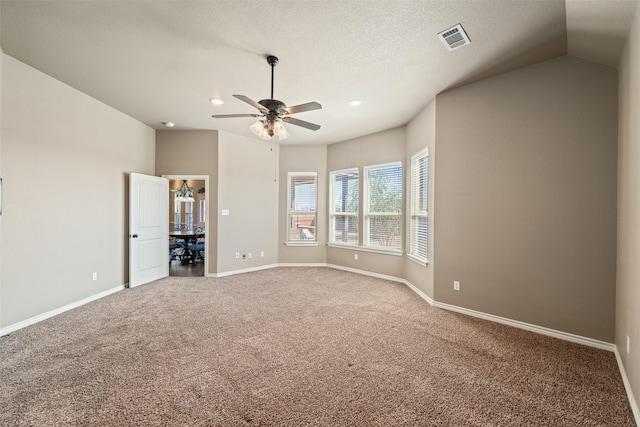 119 Remington Park Dr, Springtown, TX 76082 - interior space with baseboards, visible vents, carpet flooring, and vaulted ceiling