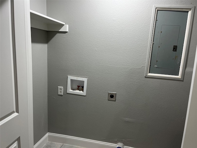 laundry room featuring washer hookup, hookup for an electric dryer, and electric panel