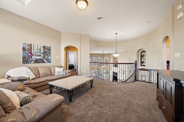 living room with carpet flooring