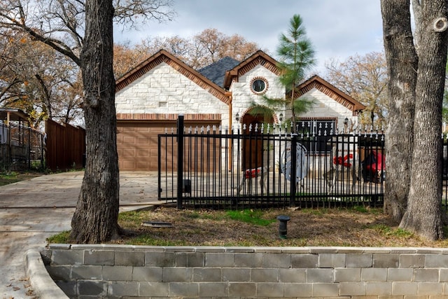 view of front of house with a garage