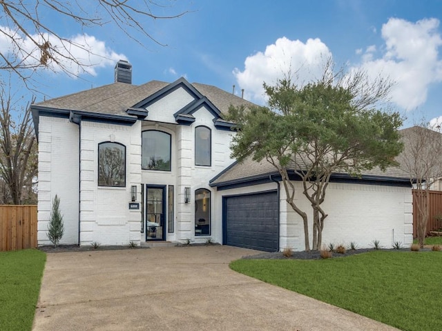 view of front of home with a garage and a front yard