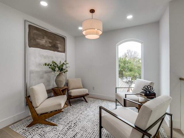 living area featuring light hardwood / wood-style flooring