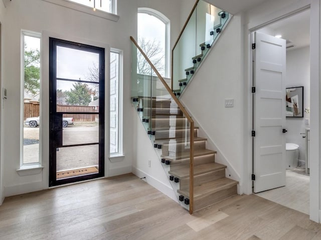 entrance foyer with light wood-type flooring