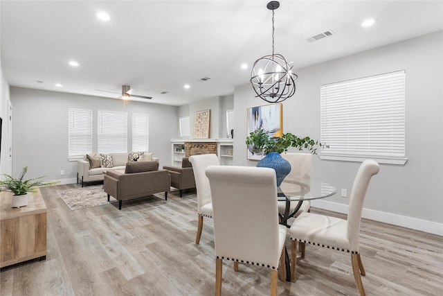 604 S Fitzhugh Ave, Dallas, TX 75223 - dining room with baseboards, recessed lighting, light wood-style flooring, and visible vents