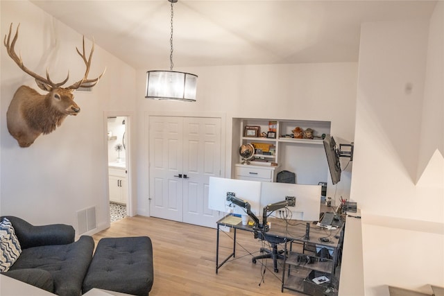 office featuring light hardwood / wood-style flooring