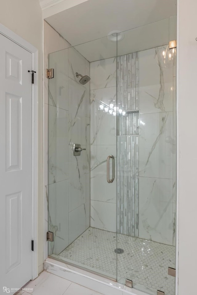 bathroom featuring walk in shower