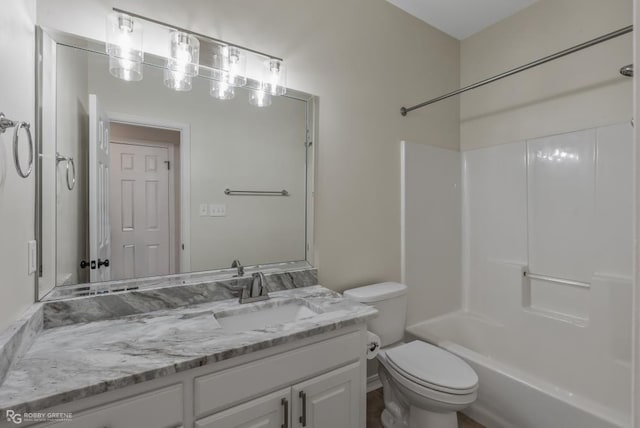 full bathroom featuring vanity, toilet, and shower / bath combination