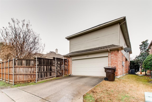 view of property exterior featuring a garage