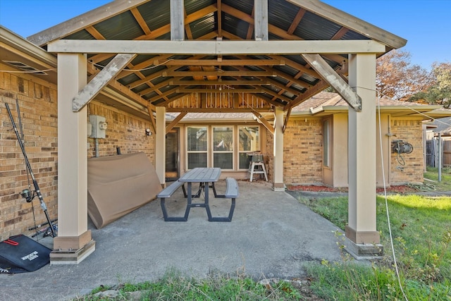 view of patio / terrace with a gazebo