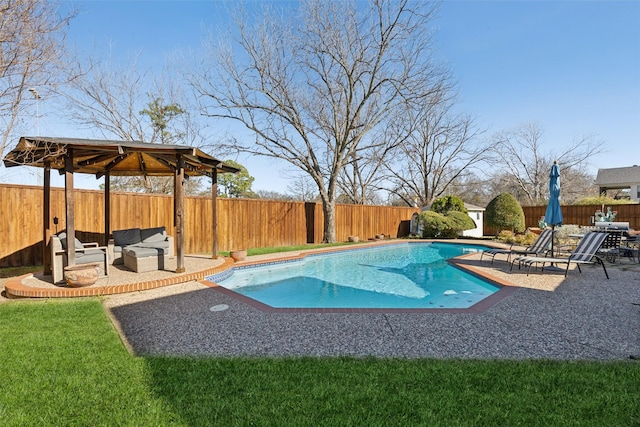 view of pool featuring a patio area and an outdoor living space