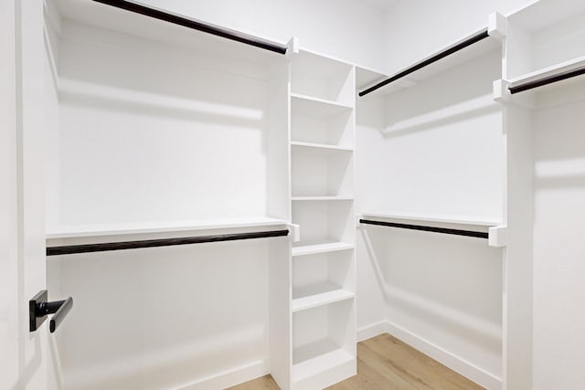 walk in closet featuring light hardwood / wood-style flooring