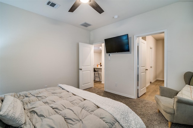 bedroom featuring ceiling fan