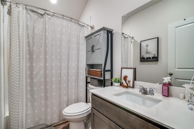 full bathroom featuring vanity, toilet, and shower / bath combo