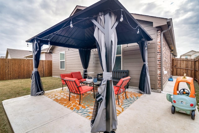 view of patio / terrace featuring a gazebo