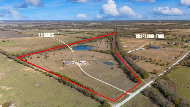 aerial view featuring a rural view