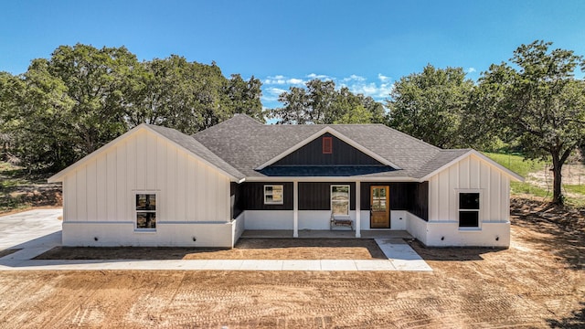 modern inspired farmhouse featuring a porch