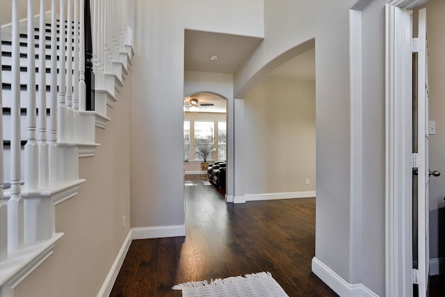 hall featuring dark hardwood / wood-style flooring