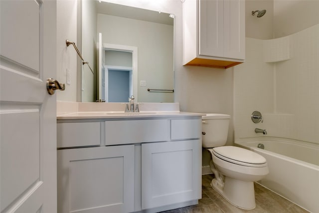 full bathroom featuring tile patterned flooring, vanity, tub / shower combination, and toilet