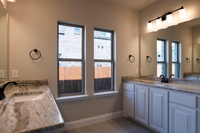 bathroom featuring tile patterned flooring and vanity