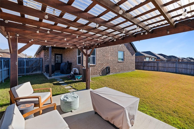 view of patio / terrace featuring a pergola