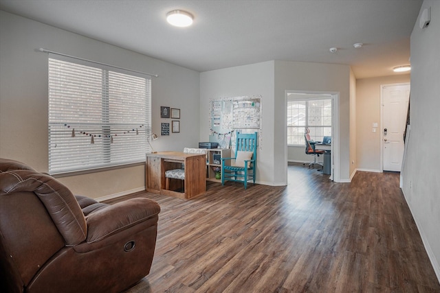 office space featuring dark wood-type flooring