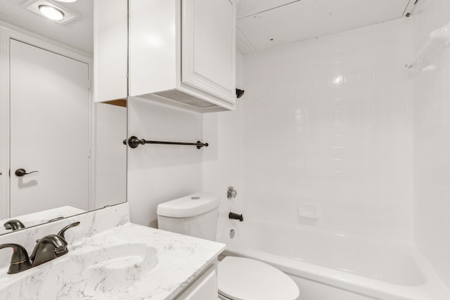 full bathroom with vanity, toilet, and shower / tub combination