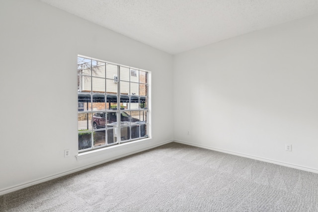 spare room featuring a textured ceiling and carpet floors