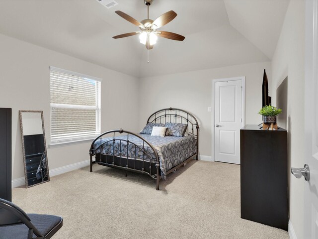 4113 Frontera Vista Dr, Fort Worth, TX 76179 - bedroom with lofted ceiling, carpet, baseboards, and a ceiling fan