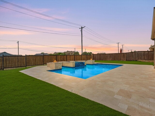 4113 Frontera Vista Dr, Fort Worth, TX 76179 - view of swimming pool featuring a fenced backyard, a pool with connected hot tub, and a patio