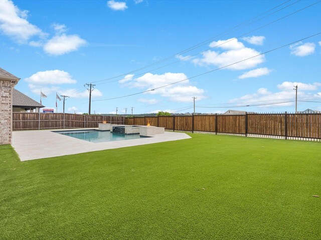 4113 Frontera Vista Dr, Fort Worth, TX 76179 - view of patio with an outdoor stone fireplace and a pool with connected hot tub