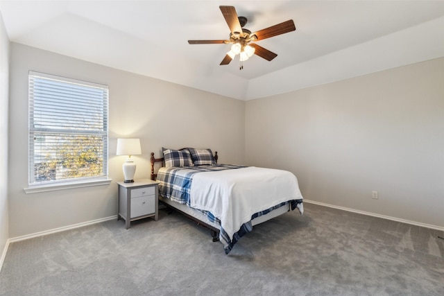 bedroom featuring carpet floors and ceiling fan