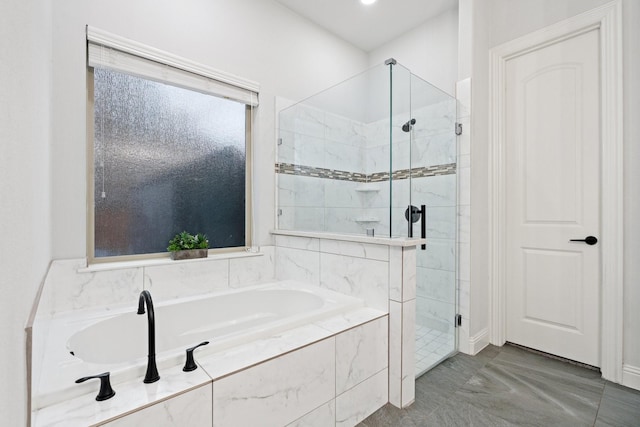 bathroom with plus walk in shower