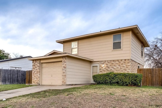 front facade with a garage