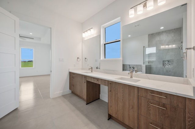 571 N Armstrong Rd, Venus, TX 76084 - full bath with a sink, a stall shower, double vanity, and a wealth of natural light