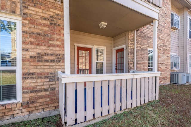 entrance to property featuring central AC unit