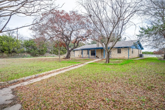 view of front of house with a front lawn