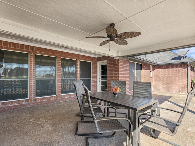 view of patio / terrace featuring ceiling fan