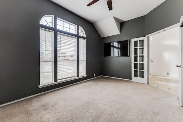 carpeted empty room with ceiling fan