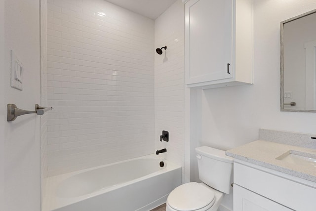 full bathroom featuring shower / tub combination, vanity, and toilet