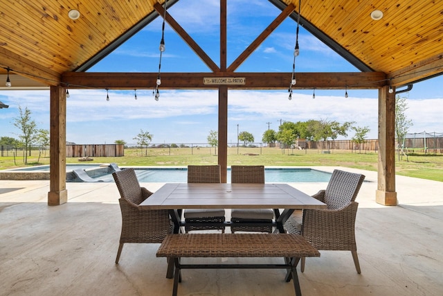 view of patio with a fenced in pool