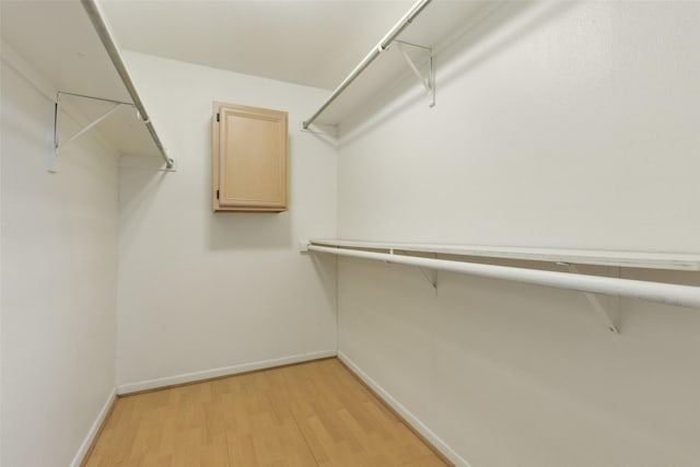 spacious closet featuring light hardwood / wood-style floors