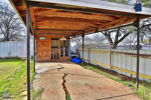 view of patio with a carport