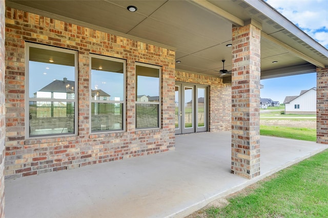 412 Collum, Azle, TX 76020 - view of patio / terrace with french doors and a ceiling fan