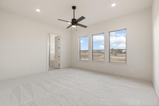 105 Bosal Ln, Weatherford, TX 76088 - spare room with light carpet, a ceiling fan, recessed lighting, and baseboards