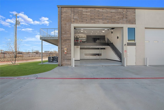 garage featuring central air condition unit