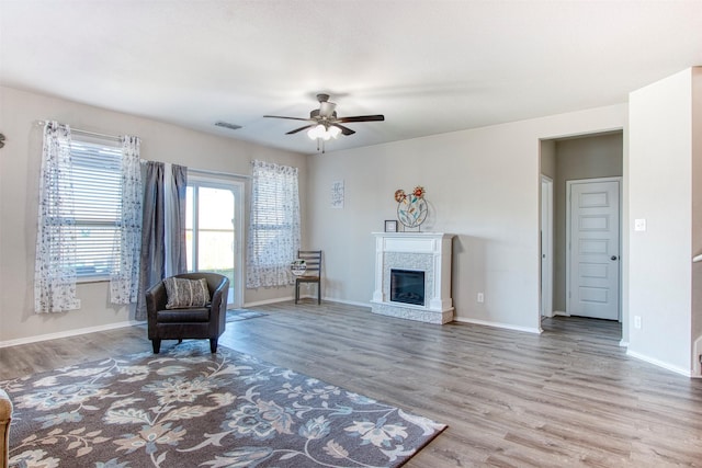 unfurnished room featuring ceiling fan and wood-type flooring